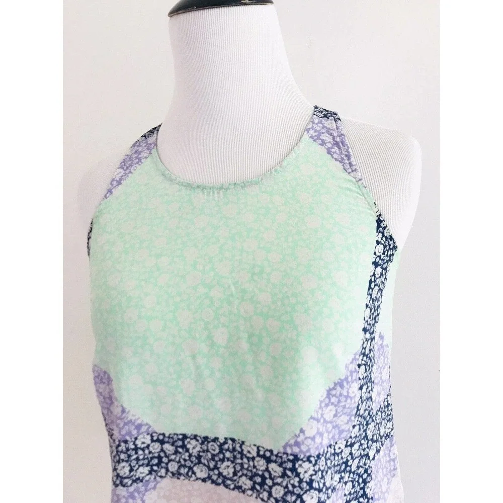 J Crew | Widowpane Silk Halter Top Womens Size 00 Purple Floral Sleeveless